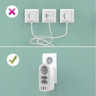 HOPLERY Travel USB Socket Adapter Phone Laptop Wall Charger Electrical Plug Multiple 7-in-1 Home Office EU Power Socket 3 USB and 1 Type-C (9)
