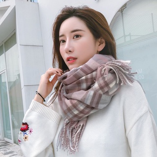 2021 nuevo faux cachemira bufanda a cuadros de las mujeres de estilo europeo y americano estilo coreano estilo japonés nuevo invierno cálido chal