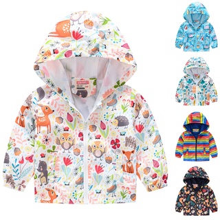 Abrigo con capucha con estampado de dibujos animados de manga larga para niños/bebés/niños