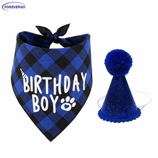 forevergo mascota cumpleaños celebrar bufanda de algodón saliva toalla lavable mascota sombrero gato perro baberos cachorro gatito triángulo pañuelo conjunto (5)