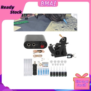 Bmai completo bobina tatuaje máquina conjunto de fuente de alimentación agujas Kit profesional para principiantes arrancador 90‐265V