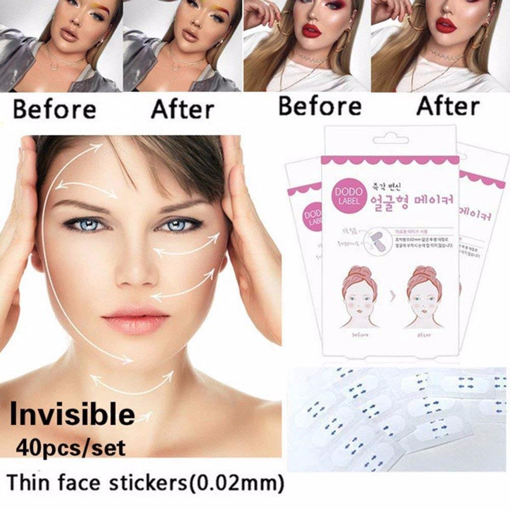 40 piezas en forma de v cinta de elevación facial etiqueta adhesiva maquillaje rápido barbilla levantamiento facial herramientas de belleza línea v cinta facial