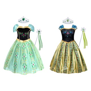 Embalaje original | Anna Disfraz Para Niñas Verde Bordado Sin Hombros Princesa Vestido Niños Cumpleaños Halloween Fiesta De Navidad Traje