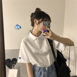 Polo de manga corta mujer 2021 nuevo diseño de moda sentido nicho blanco t-shirt femenino estilo estudiante top verano