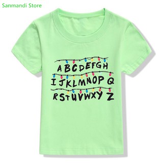 Arco Iris 26 Alfabeto ABC Letra Impresión Camisetas Tops Para Niñas/Niños Azul Rosa Amarillo Verde Camiseta Ropa De