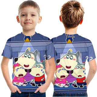 De dibujos animados Wolfoo madre protectora pequeño lobo y niños camisa de manga corta camiseta jersey transpirable Comel patrón