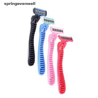 [springevenwell] 1 mango de afeitar con 4 cuchillas de afeitar manual para mujer maquinilla de afeitar manual de seguridad señora maquinilla de afeitar caliente