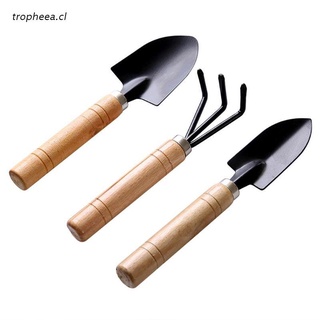 tro 3pcs mini pala de jardín rastrillo spade erramientas bonsai juego de herramientas de mango de madera para plantas en macetas