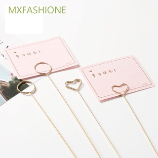 Mxfashione 10 pzs Clip de postal dorado para tarjetas/tarjetero corazón boda embalaje DIY mensaje tarjeta soporte Metal fiesta decoración