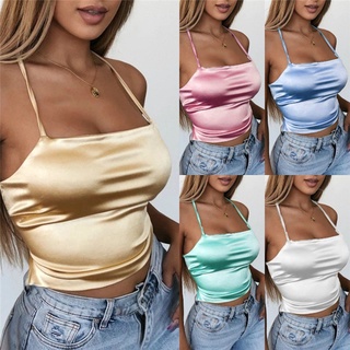 5 Color Women Fashion Casual Slim Sleeveless Crop Top New Solid Color Backless Tank Top Yoga Vest Summer Plus Size Camisole Bandage Halter Top