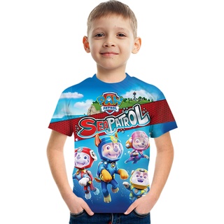 PAW PATROL 3D Impreso Niños De Manga Corta T-shirt Lindo De Dibujos Animados Cuello Redondo Verano Cómodo Camiseta De 3-13 Años De Edad Fiesta De Ocio (7)