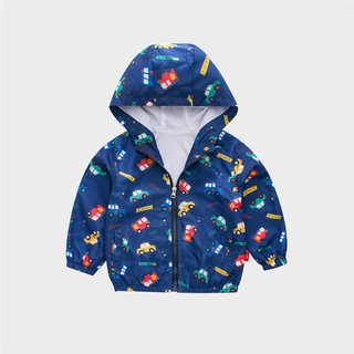 2021 spring and autumn new boy cartoon car hooded long-sleeved jacket children zipper jacket