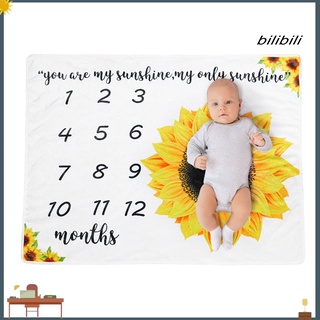 Bilibili girasol impresión suave bebé mensual hito manta envoltura foto Prop (1)