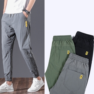 Hombres pantalones pantalones mediados cintura elástica transpirable pantalones de secado rápido pantalones de encaje multi color negro gris verde 28-36 pantalones jogger