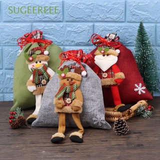 sugeereee fiesta de navidad bolsas de regalo alce cordón bolsas de embalaje decoración de navidad santa claus muñeco de nieve precioso regalo de almacenamiento