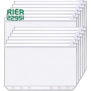34 PCS Binder Pockets A6 Size 6 Holes Zipper Binder Pouch Folders Clear Waterproof PVC Loose Leaf Bags for 6 Ring Binder