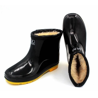 45 de gran tamaño botas de goma de los hombres de piel caliente botas de algodón para la lluvia día zapatos de agua impermeable botas de lluvia para los hombres zapatos de tobillo de lluvia