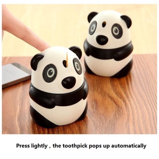 Panda automático palillo de dientes caja creativa presión mano tipo palillo caja de dibujos animados lindo hogar mesa de comedor decoración (7)