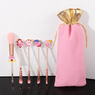 Anime japonés Kirby juego de brochas de maquillaje herramienta Power cejas ojo labio cepillo Metal cepillo mango Maquiagem rosa suave Synthe