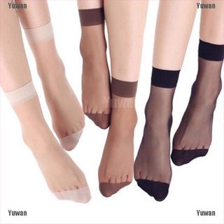 <yuwan> 10 pares de calcetines elásticos ultrafinos transparentes cortos de cristal para mujer