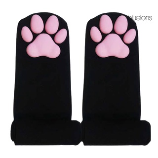 Bluelans calcetines suaves 3D gatito pata almohadilla lindo rosa muslo calcetines altos para Cosplay (9)