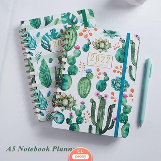 PEONYFLOWER Cactus Schedule Planner Stationery Supplies A5 Note Book 2022 Notebook Planner Journals Worksheet Writting Notepad Daily Plan DIY Diary Calendars
