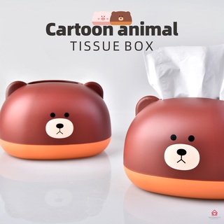 Tissue Box Cartoon Bear/Pig Napkin Paper Dispenser Holder Cute Animal Bathroom Ornament for Home Office (1)