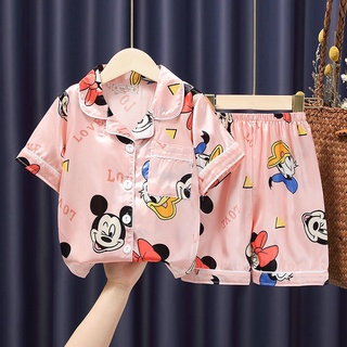 Bebé niños servicio a domicilio niños hielo seda pijamas verano manga corta (5)
