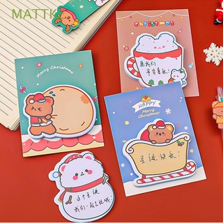 mattke lindo papel de escritura de dibujos animados notas adhesivas de navidad memo pads kawaii muñeco de nieve suministros de oficina 30 hojas papelería autoadhesiva bloc de notas