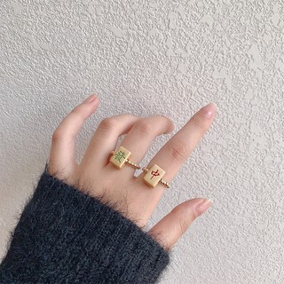 ❉๑ins Japón y Corea del Sur conjunto de combinación simple anillo femenino luz nicho de lujo exquisito viento frío anillo de dedo índice anillo hombres
