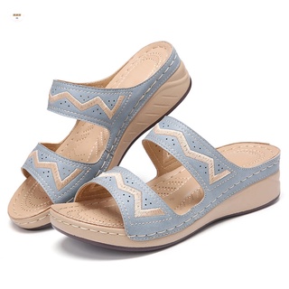 Hollow Embroidery Wedges Platform Sandals Women Casual Daily Summer Slippers
