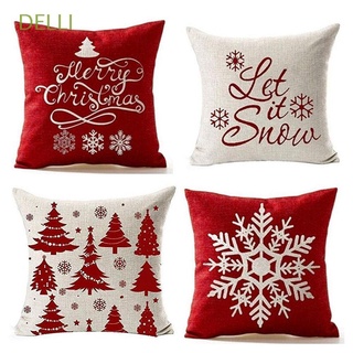 DELLI 18x18in Christmas Decoration Cotton Linen Pillow Case Christmas Pillow Covers for Sofa Bedroom Decoration Household Pillow Cover Square Throw Pillow Cushion Covers