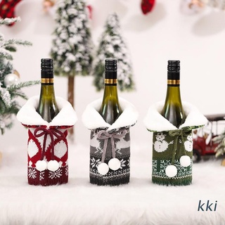 kki. suéter de navidad botella de vino cubierta cuello abrigo diseño botella de vino vestido de regalo bolsa de navidad decoraciones de fiesta