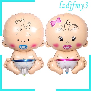 Cozylife - juego de 2 chupóns para bebé, diseño de muñeca, globo de papel de aluminio, Baby Shower, género