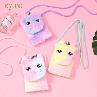 kyung suave unicornio crossbody viaje bolso de hombro de dibujos animados teléfono bolsa de niñas pequeñas felpa monedero moda regalos niños bolsa de mensajero/multicolor
