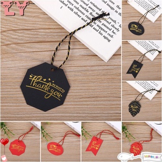 LY 100pcs Durable Kraft Gift Cards with Jute Twine Wedding Decoration Thank You Tags Hard Cardboard Party Supplies for Baby Shower Christmas DIY Stationery Labels Thanks Label/Multicolor