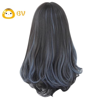 peluca de peluca natural y realista de larga duración/peluca larga para mujer/peluca completa resistente al calor peluca sintética dorada y azul (1)