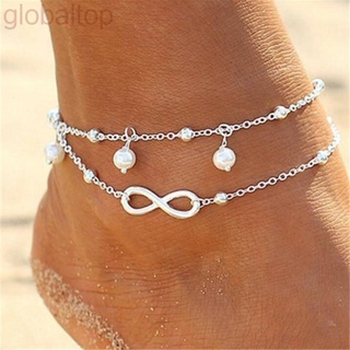 tobilleras de plata para mujer pulseras de playa niña aleación pie joyería blanco perla descalzo sandalias con cuentas cadena (4)