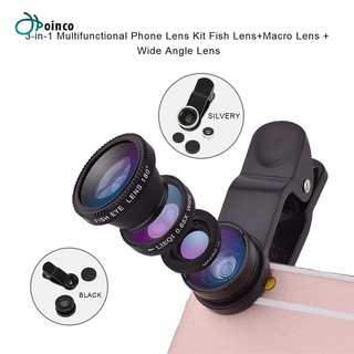 Kit multifuncional de lentes de teléfono 3 en 1 lente de pescado+lente Macro + lente de gran angular (9)