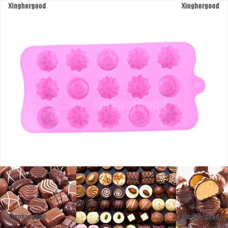 xinghergood - molde de silicona para hornear, 15 cavidades, flor, chocolate, chocolate, jabón, bandeja de hielo xhg
