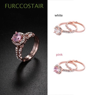 furccostair creativo piedras preciosas regalos de boda joyería anillo conjunto de mujeres moda bonito oro rosa de 18 quilates/multicolor