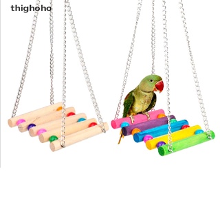 thighoho 1pc mascota pájaro loro juguetes jaula madera metal hamaca swing juguete colgante masticar juguetes cl