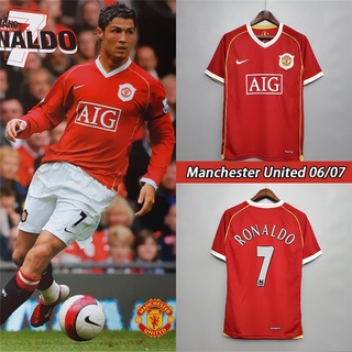 cristiano ronaldo #7 manchester united man u 2006 - 2007 retro home red football jersey (1)