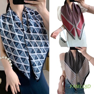 FAMLOJD 90x90cm Moda Impreso Bufanda Mujeres Seda Satén Hiyab Bufandas De Lujo Chal Cuadrado
