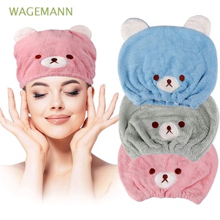 WAGEMANN Girls Towel Hat Kids Turban Wrap Hair Dry Cap After Shower Cute Quick Drying Bear Shaped Hair-drying Soft Shower Caps