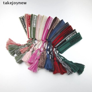 [takejoynew] pulseras de borla tejida con bordado de bohemia para mujeres hechas a mano cuerda ajustable