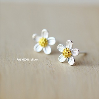 Joyas de plata en esta vida s925Pendientes de plata de ley estilo coreano pequeña flor Primavera Simple fresco artístico novia regalo de cumpleaños