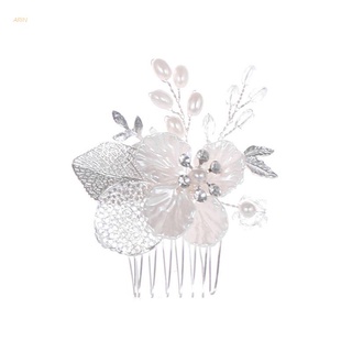 Arin Simple Artificial perla peine de pelo tejido a mano hojas flor tocado novia boda Tiara joyería horquilla