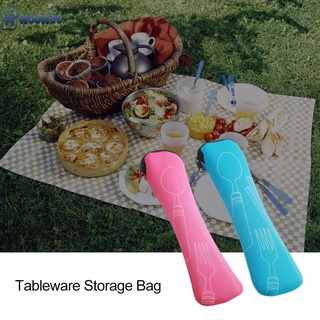 1 piezas bolsa de cubiertos de viaje caja de almacenamiento de embalaje de viaje vajilla bolsa de cuchara tenedor de picnic portátil