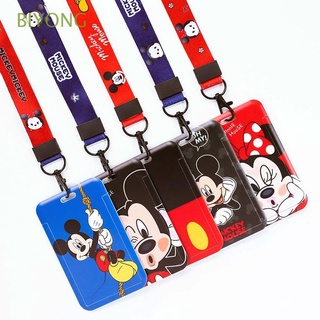 BIYONG Fashion Cartoon Card Holder Children Bus Card Case Badge Holder Lanyard Bank Credit Card Kawaii Lovely Mickey Minnie Business Card Work Card Bag